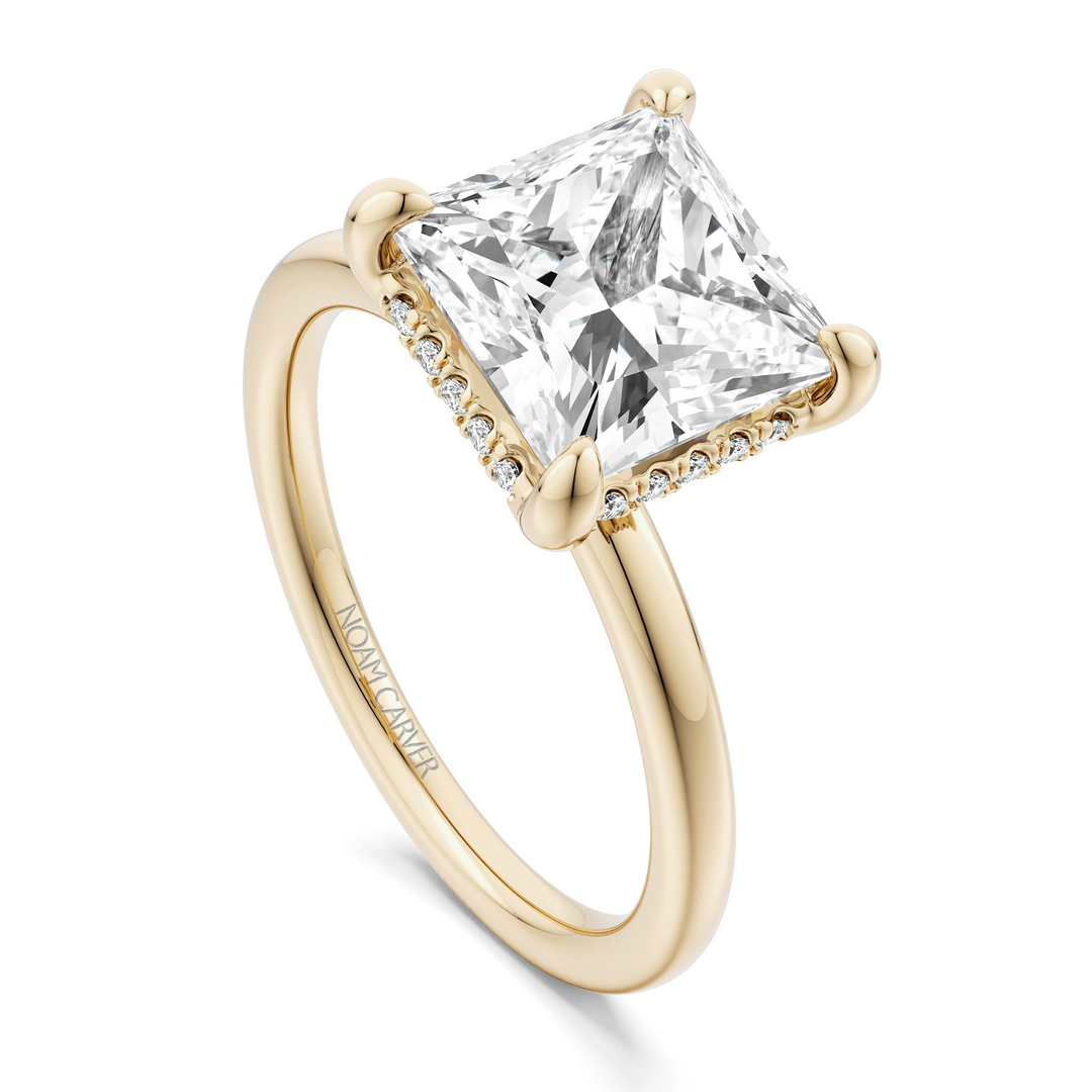 Yellow Gold Hidden Halo Diamond Engagement Ring Semi-Mount
Fits Centr