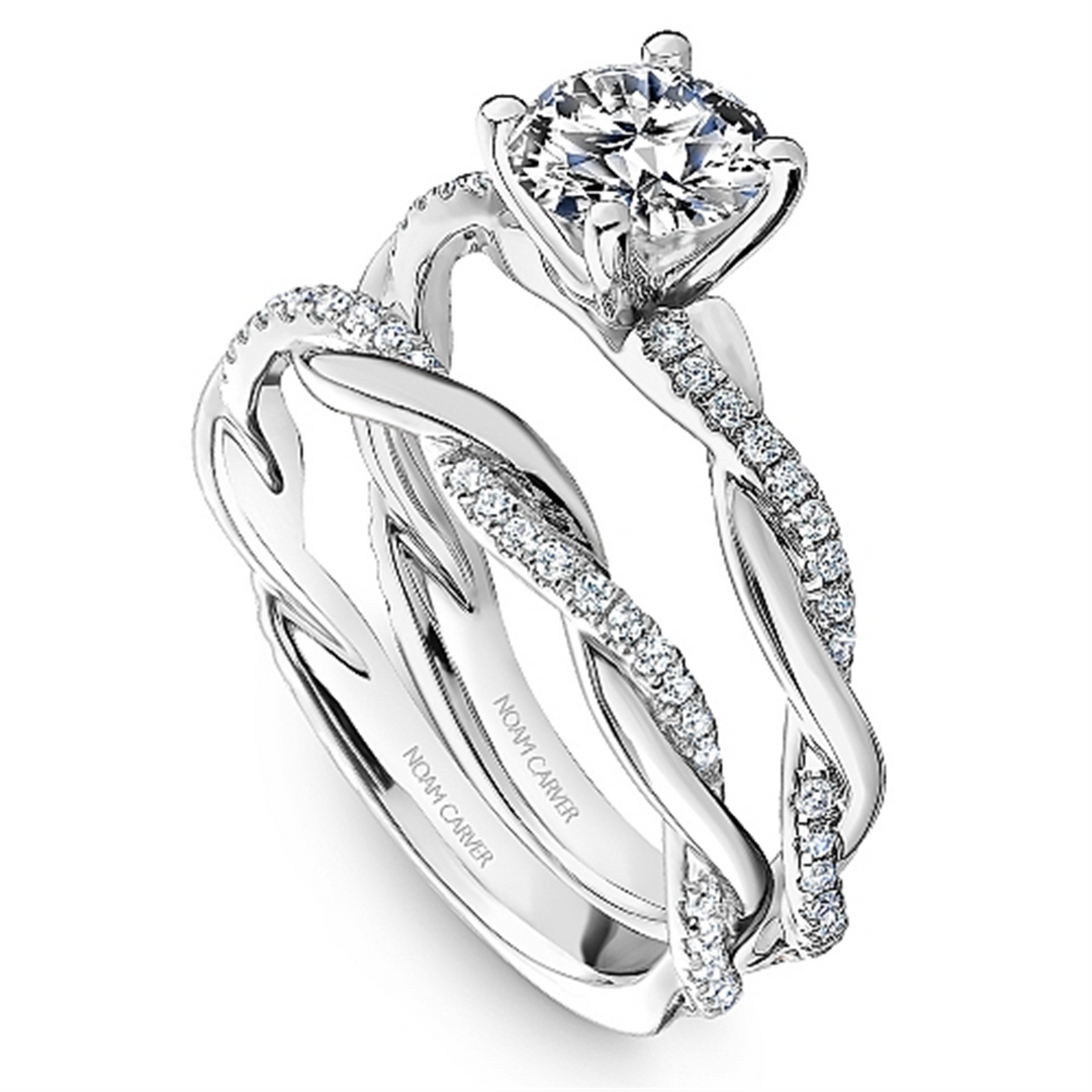 White Gold Intertwined Diamond Engagement Ring Semi-Mount
Fits Centre