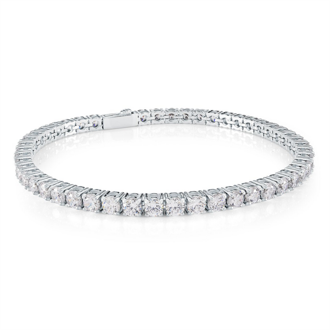 White Stainless Steel Tennis Bracelet with Cubic Zirconium 
Length: 7