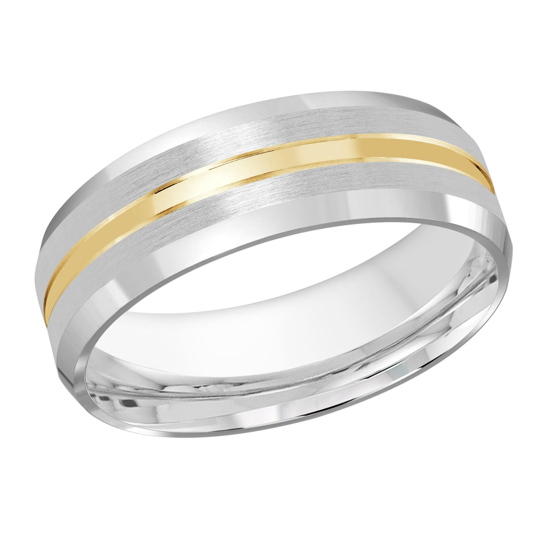 Men's 10K White & Yellow Gold Bevel Band with Satin Finish