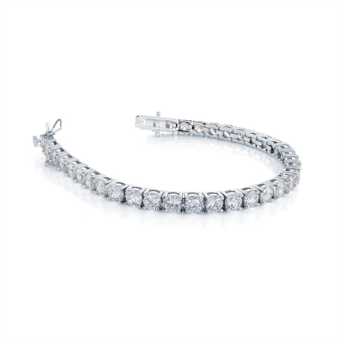 White Stainless Steel Tennis Bracelet with Cubic Zirconium 
Length: 8