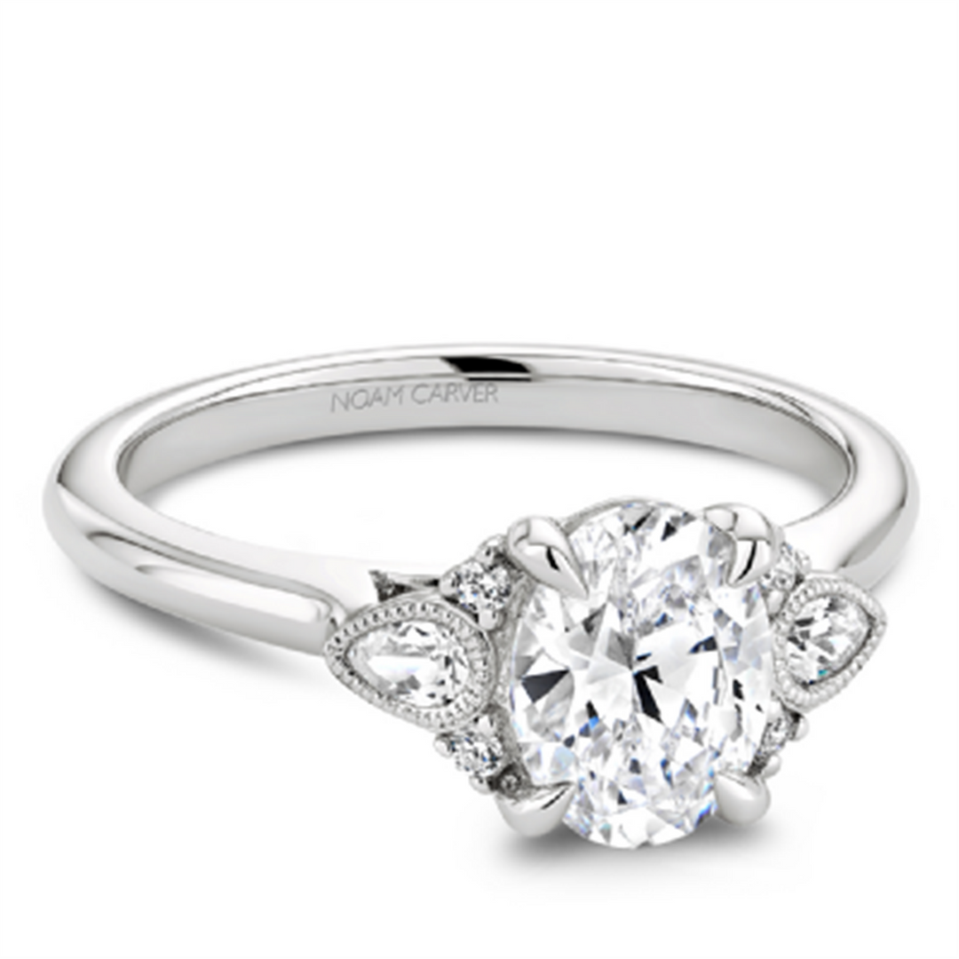 White Gold Floral Diamond Semi-Mount