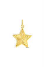 Load image into Gallery viewer, 10K Yellow Gold Diamond Cut Star Pendant 
 
Length: 19mm
Width: 14.