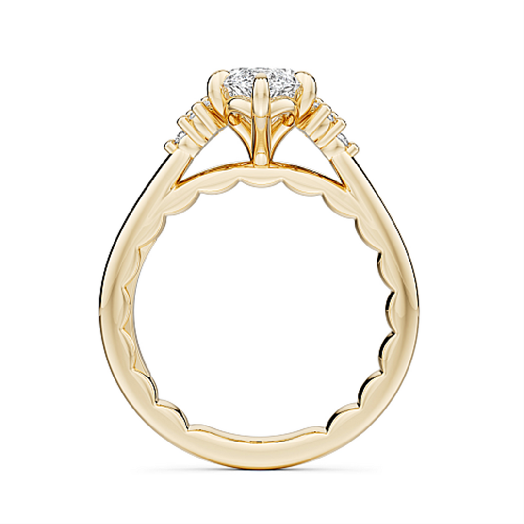 Yellow Gold Side Stones Diamond Engagement Ring Semi-Mount
Fits Centr