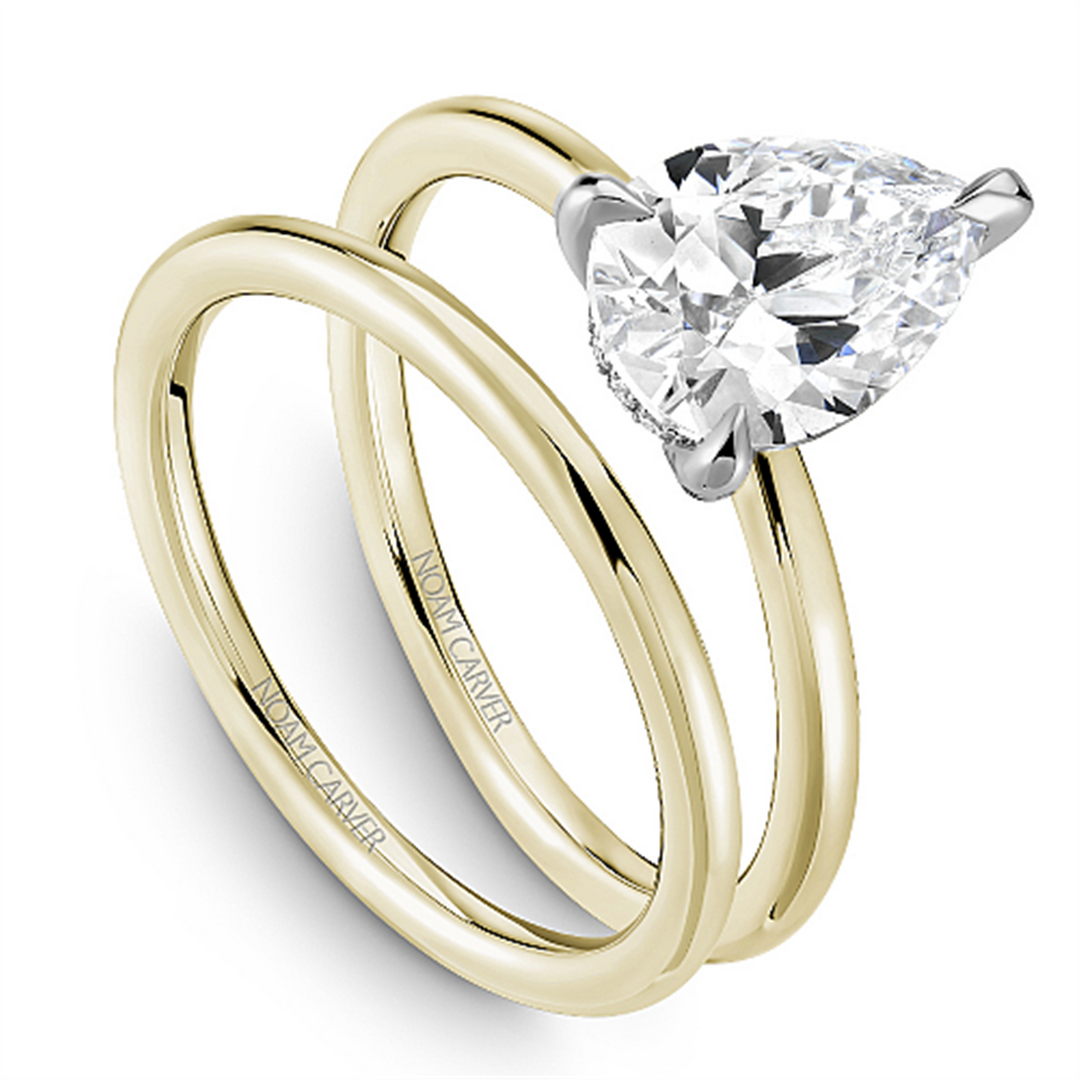 Yellow Gold Hidden Halo Diamond Engagement Ring Semi-Mount
Fits Centr