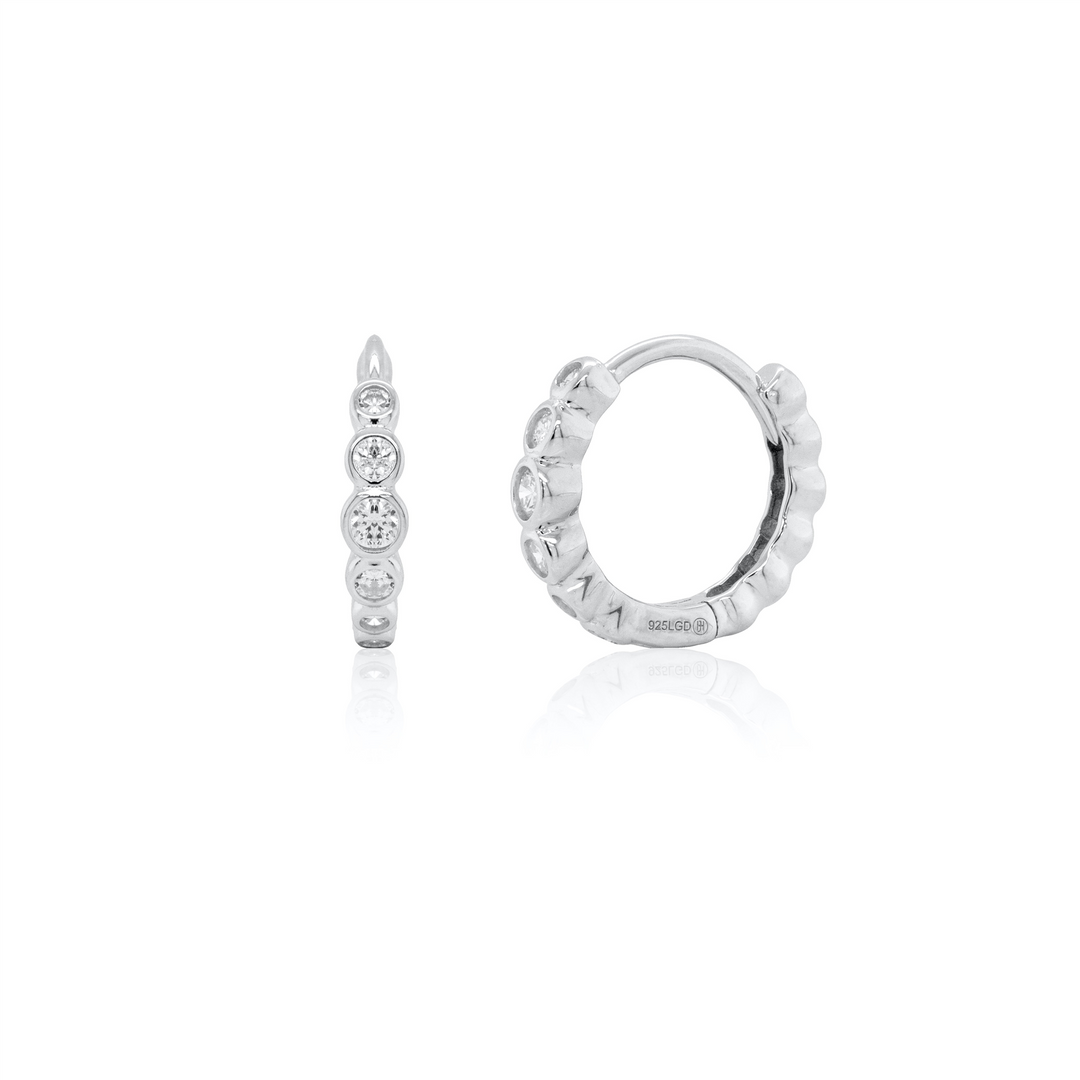 White Sterling Silver Lab Diamond Round Huggie Earrings
Earring Lengt