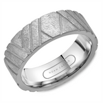 Load image into Gallery viewer, Men's White Gold Carved Band with Diamond Brushed Finish