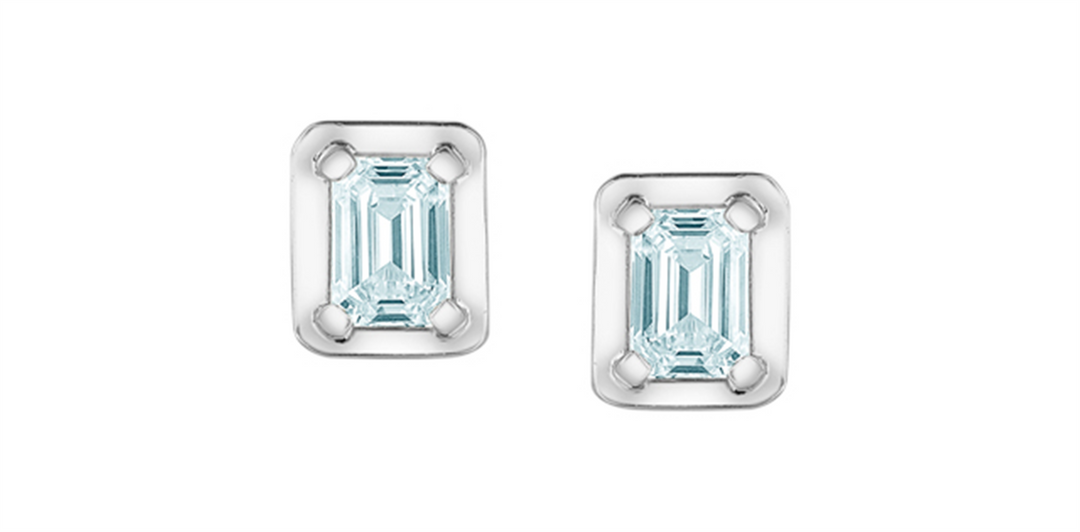 10K White Gold Picture Frame Emerald Lab Diamonds Stud Earrings
Total