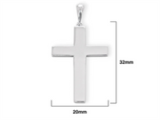 Sterling Silver White Polished Cross Religious Pendant 
Length: 32mm