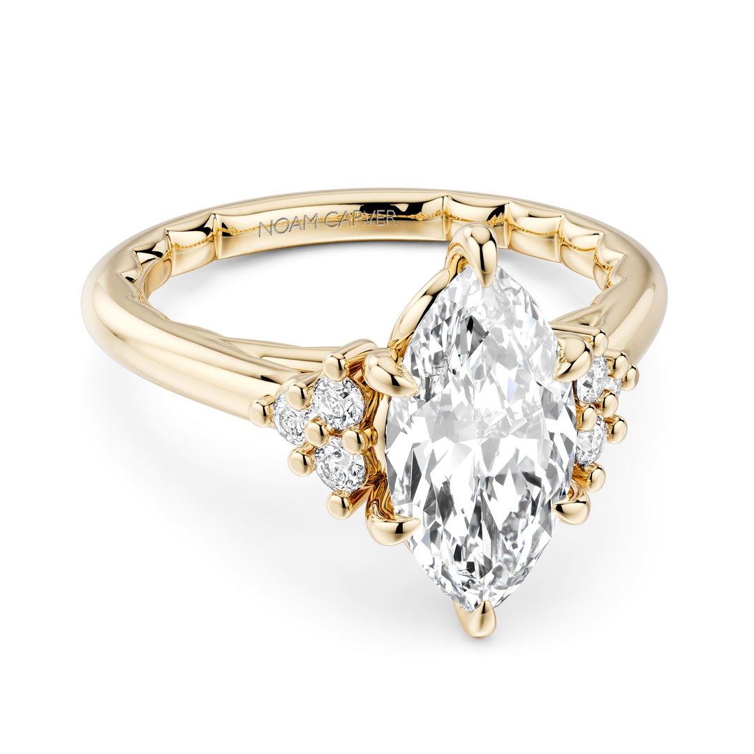 Yellow Gold Side Stones Diamond Engagement Ring Semi-Mount
Fits Centr