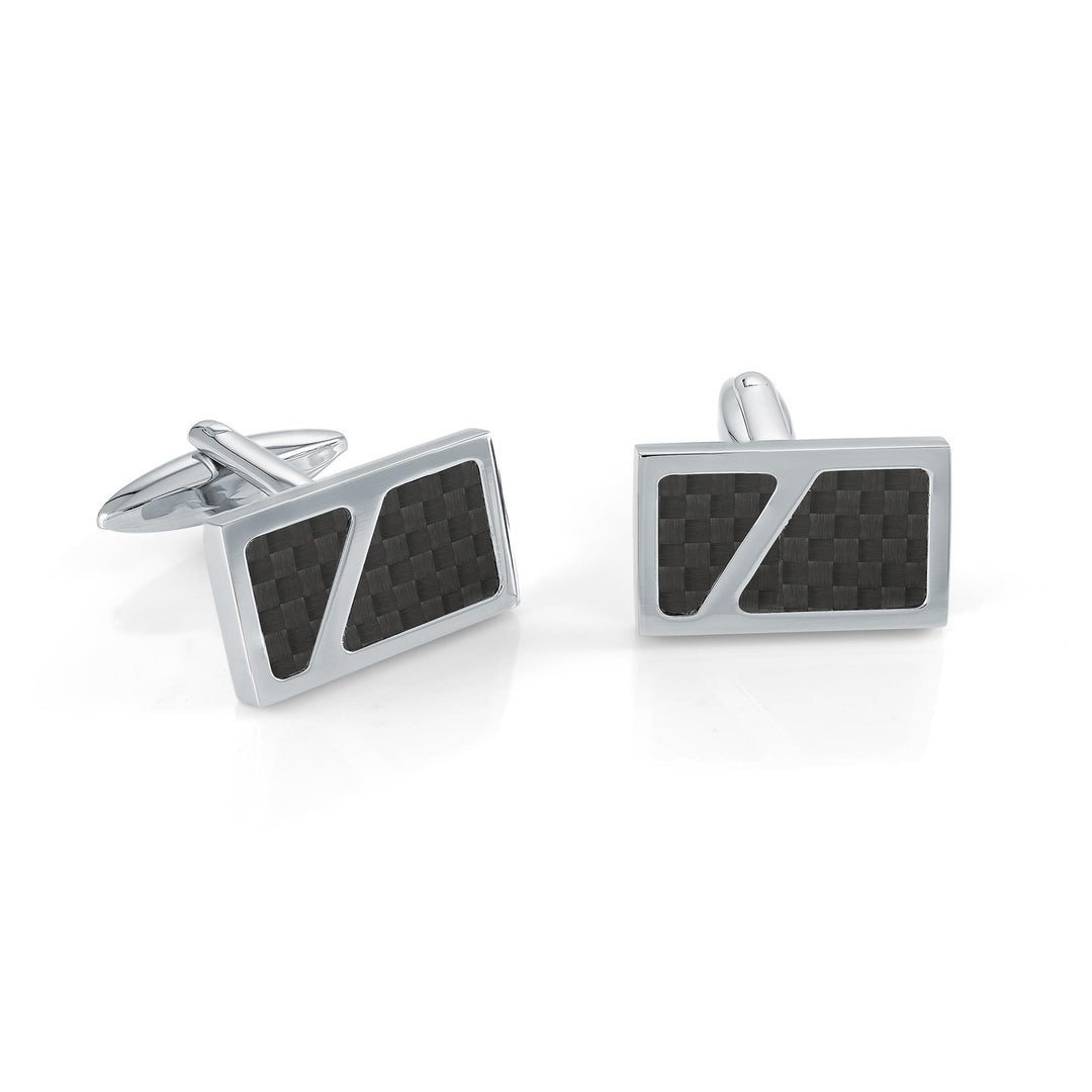 Stainless Steel Cufflinks with Carbon Fibre 
Finish: Polished