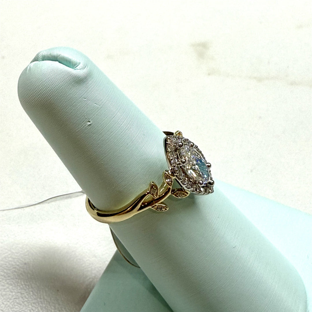 14K Yellow & White Gold Floral Marquise Lab Diamond Engagement Ring
C