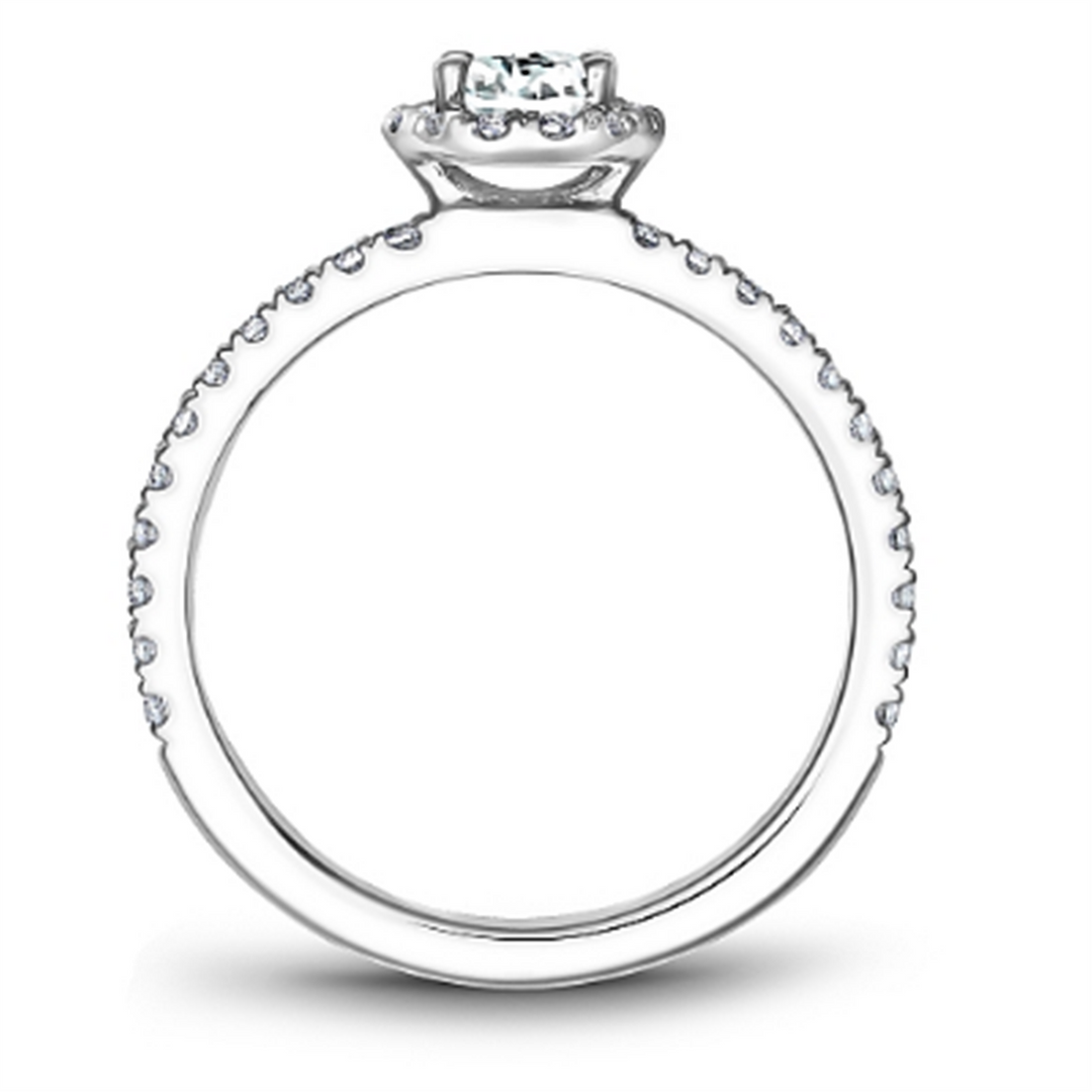 14K White Gold Halo Oval Diamond Engagement Ring