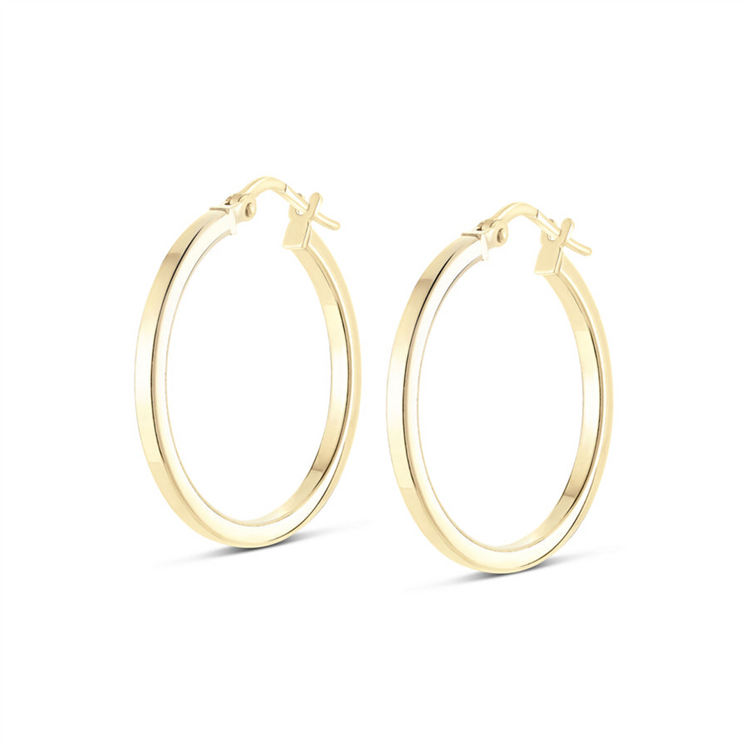 Yellow Sterling Silver Square Edge Polished Medium Hoop Earrings
Earr