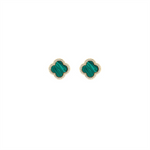 Load image into Gallery viewer, Yellow Sterling Silver Malachites Clover Polished Stud Earrings
Earri