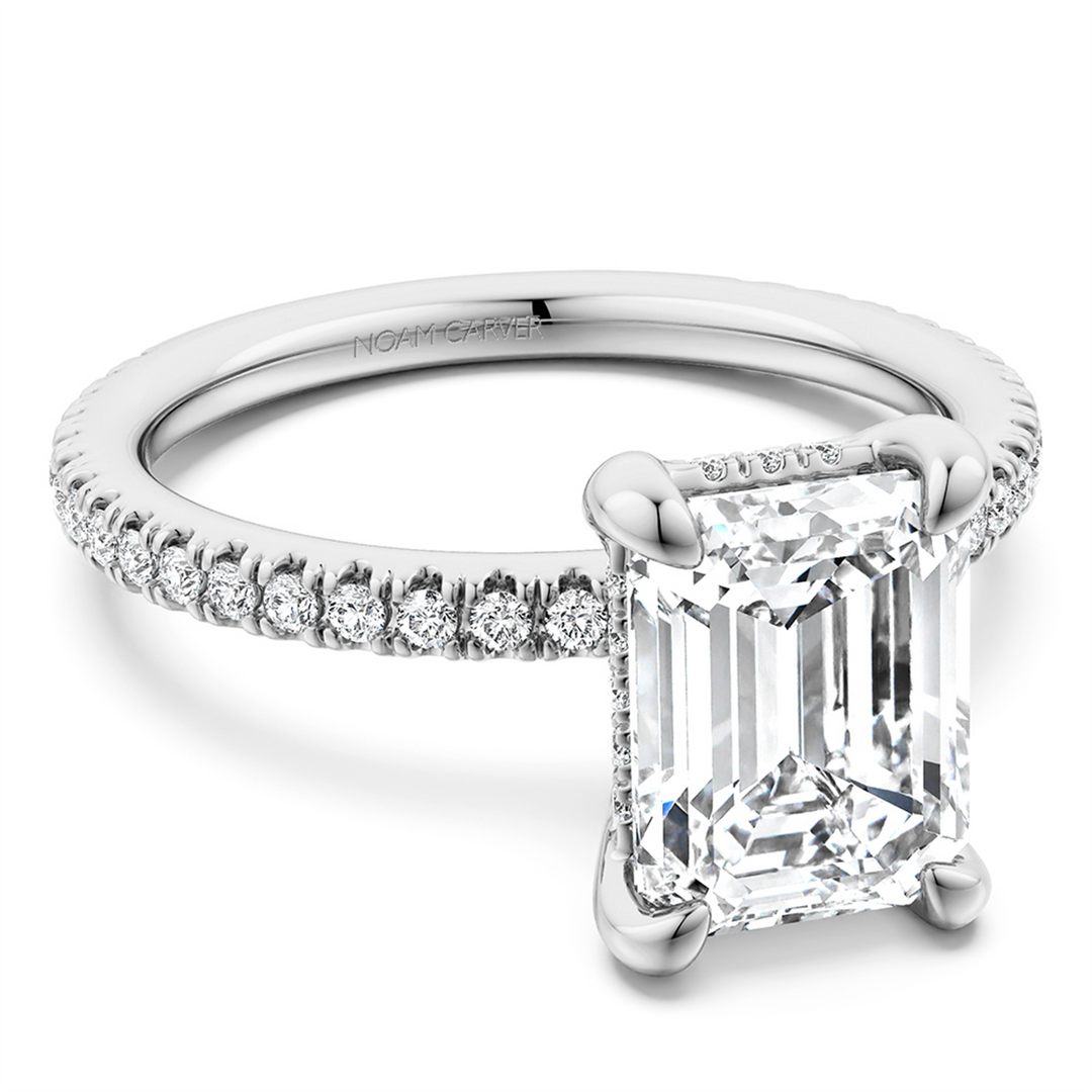 White Gold Side Stones Diamond Engagement Ring Semi-Mount
Fits Centre
