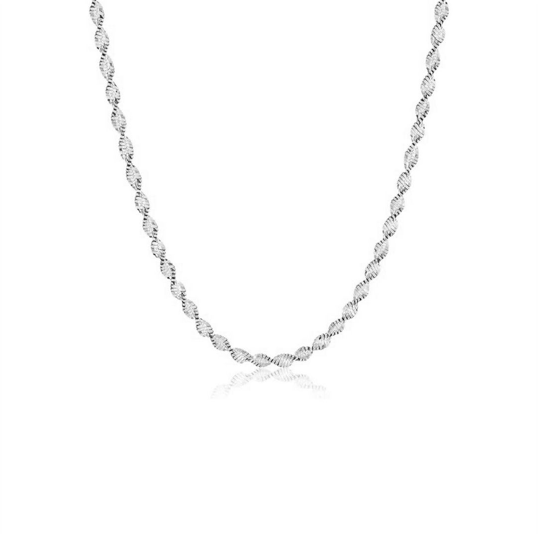 White Sterling Silver Fancy Twisted Bracelet 
Top Width: 2.5mm