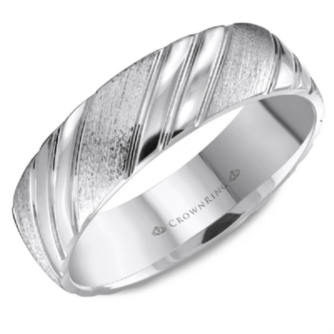 Men's Gold Flat Band with Granular Finish