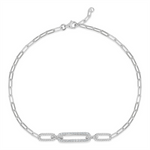 Load image into Gallery viewer, White Sterling Silver Rope Paperclip Bracelet 
Top Width: 2.5mm
Leng