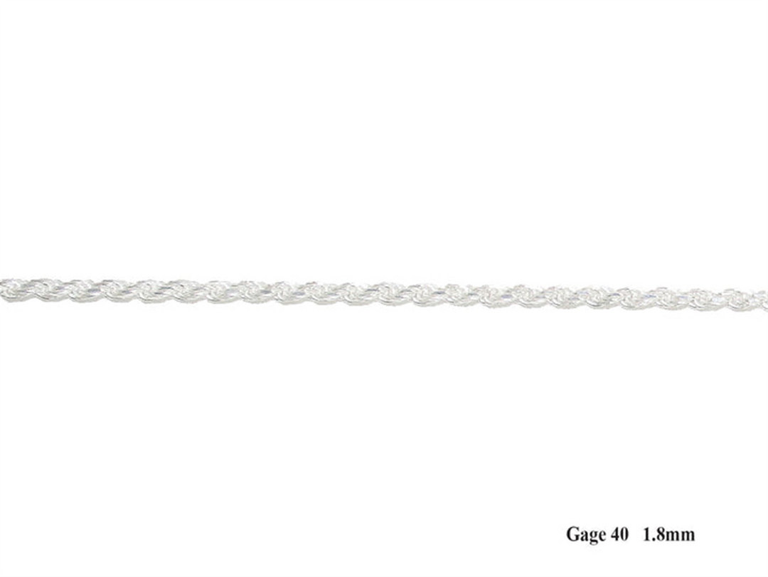 Sterling Silver White Rope Chain 
Width: 1.8mm
Length: 24"