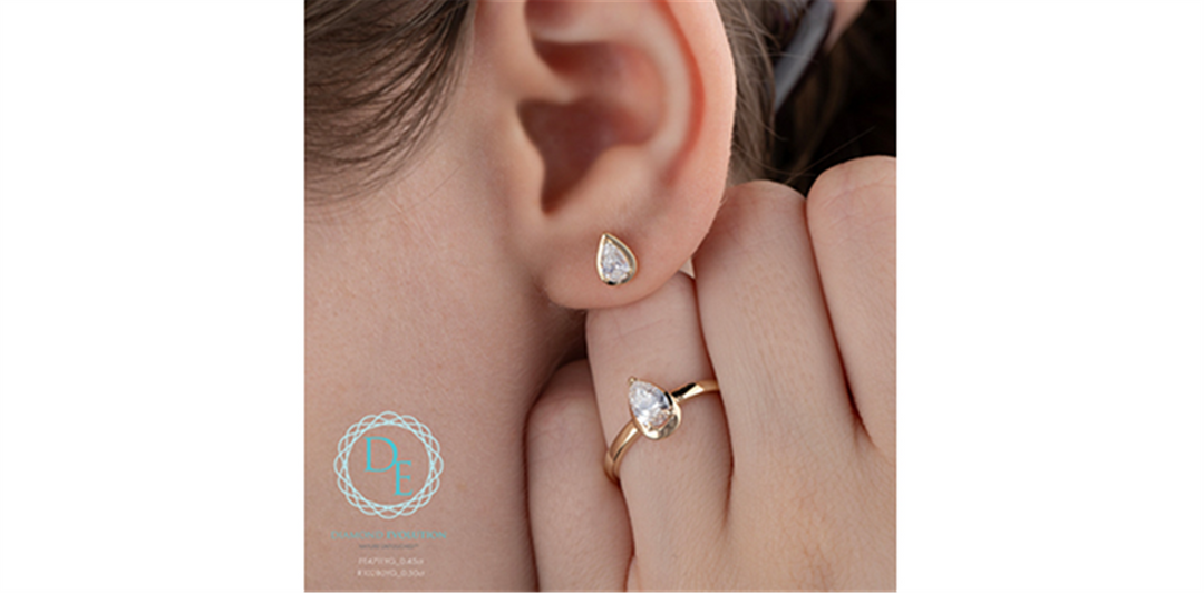 10K Yellow Gold Picture Frame Pear Lab Diamonds Stud Earrings
Total D