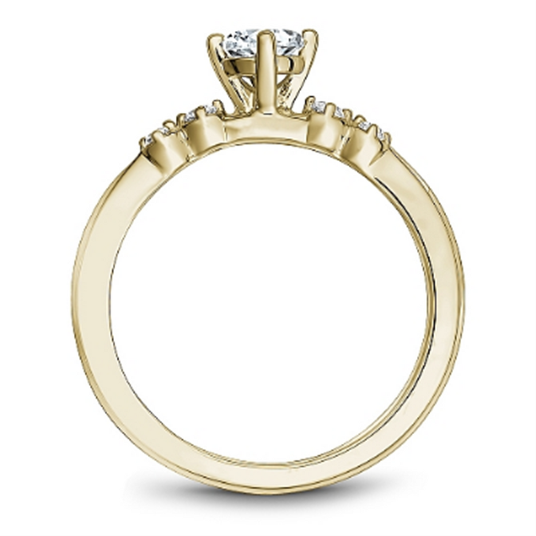 14K Yellow Gold Unique Round Diamond Engagement Ring