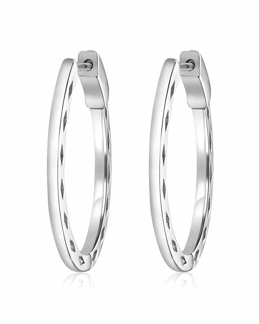 Sterling Silver White Oval Polished Medium Hoop Earrings
Full Earring
