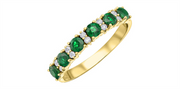 10K Yellow Gold Single Row Emeralds and Diamonds Band
Primary Stone:
