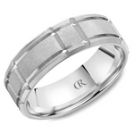 Load image into Gallery viewer, Men's White Gold Carved Band with Sandblast Finish 
Top Width: 7 mm