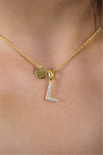 Load image into Gallery viewer, Yellow Sterling Silver Initial "L" Polished Pendant Necklace

PENDAN
