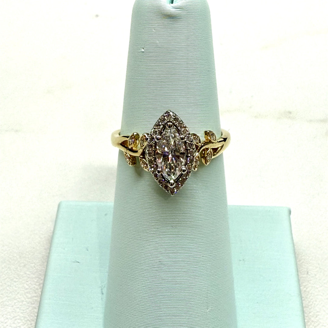 14K Yellow & White Gold Floral Marquise Lab Diamond Engagement Ring
C