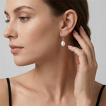Load image into Gallery viewer, Sterling Silver Yellow Gold Dangle Pearls Cubic Zirconiums Stud Earrin
