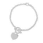 Load image into Gallery viewer, White Sterling Silver Heart Open Link Bracelet 
Top Width: 3mm
Lengt
