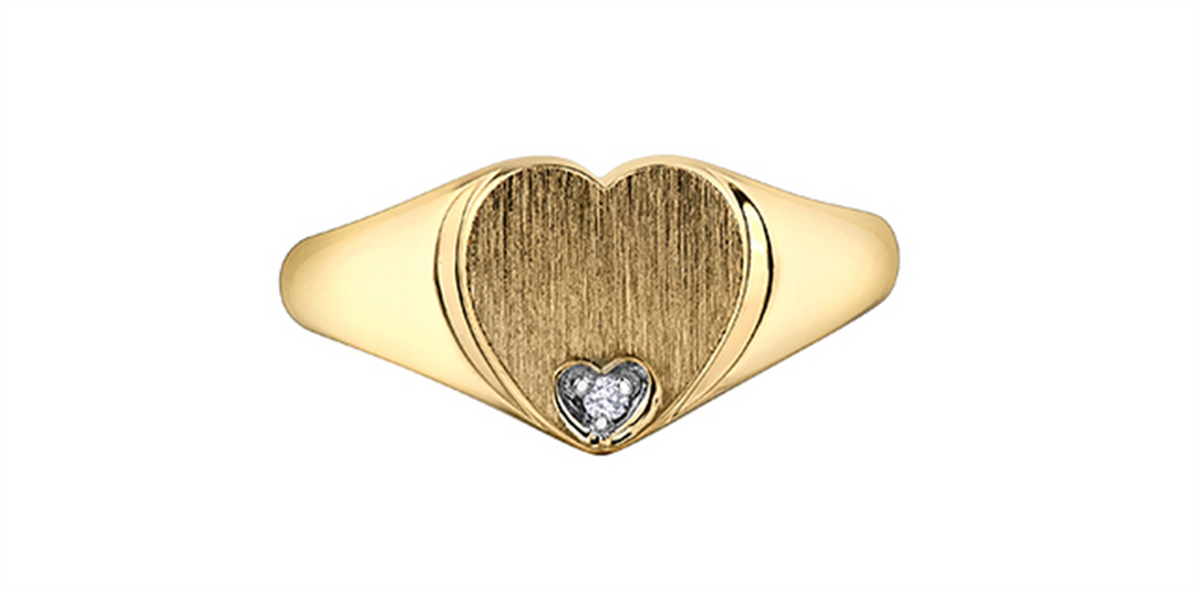 Lady's 10K Yellow Gold Heart Diamond Ring 
Total Diamonds: 0.007 cttw