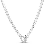 Load image into Gallery viewer, White Sterling Silver Square Link Chain with Front Equestrian Closure
