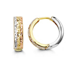 Load image into Gallery viewer, 10K Tri-Colour Gold Diamond Cut Huggie Earrings
Collection: Huggies
