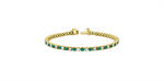 Load image into Gallery viewer, 10K Yellow Gold Lab Emeralds &amp; Lab Diamonds Tennis Bracelet 
Total St