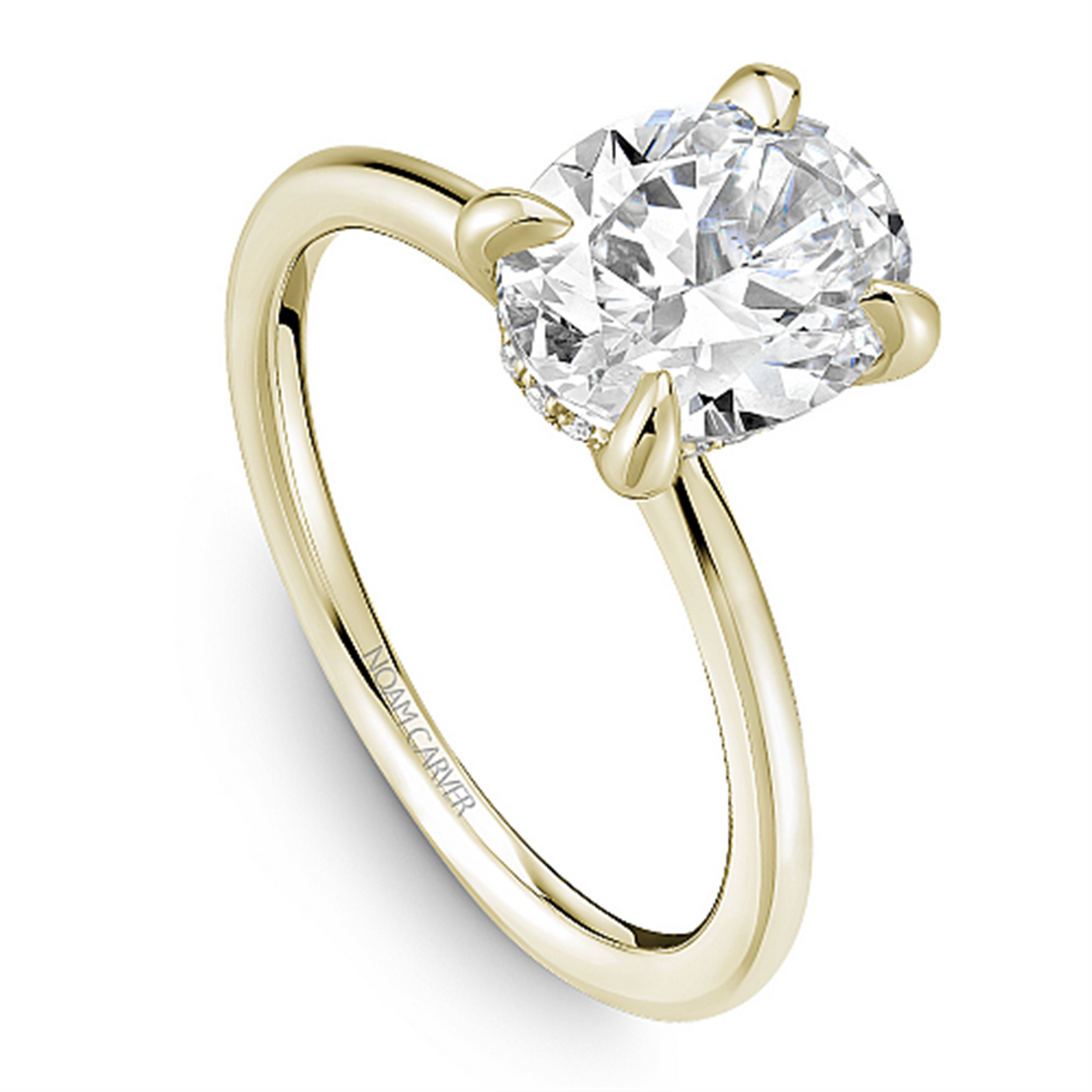 14K Yellow Gold Hidden Halo Diamond Engagement Ring Semi-Mount
Fits C