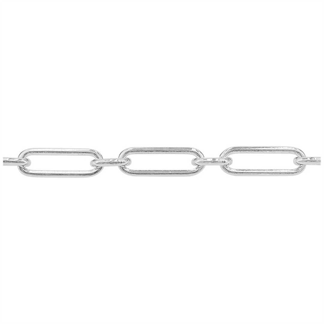 White Sterling Silver Paperclip Bracelet 
Top Width: 5.2mm
Length: 7