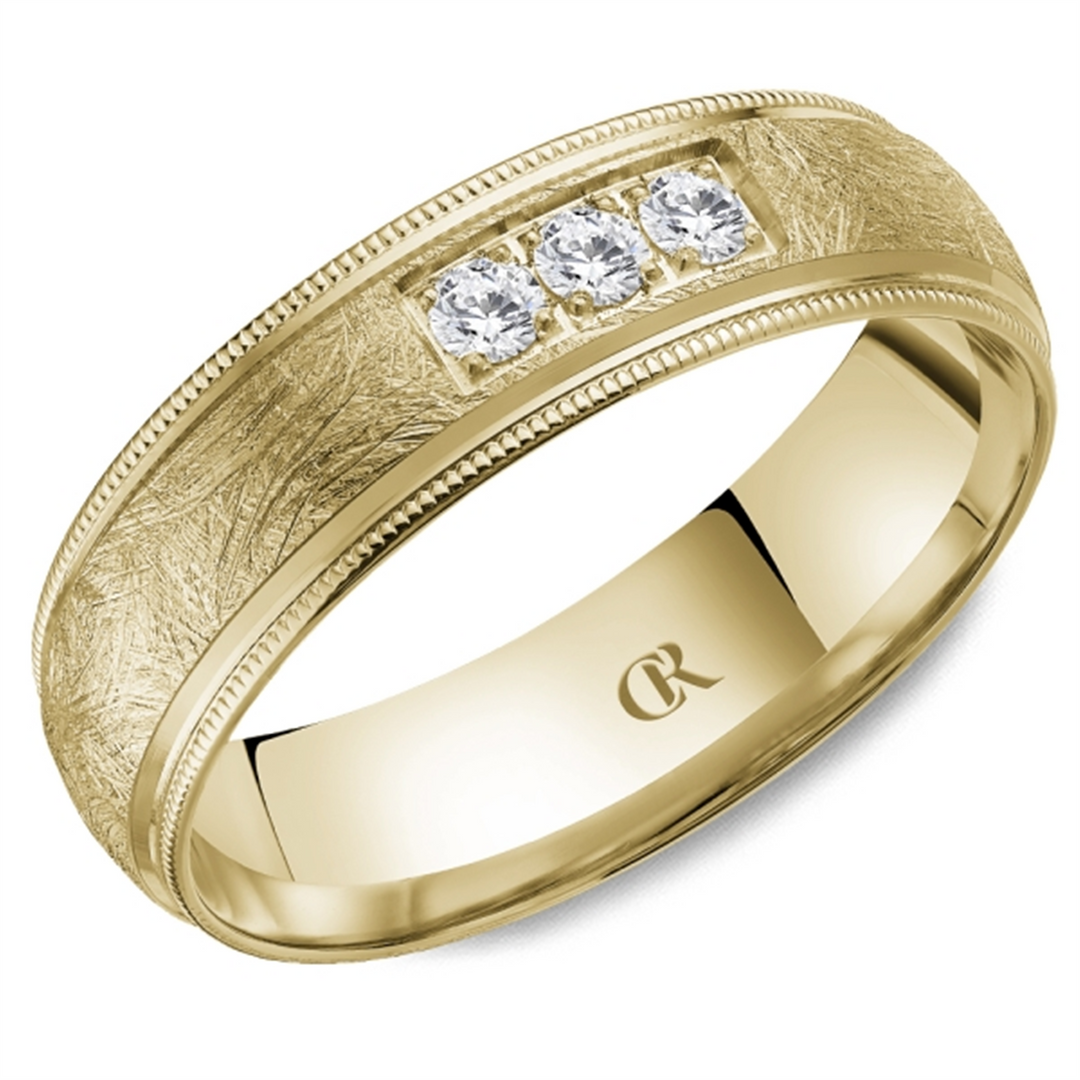 Men's Yellow Gold Domed with Milgrain Diamond Band 
Total Diamonds: 0