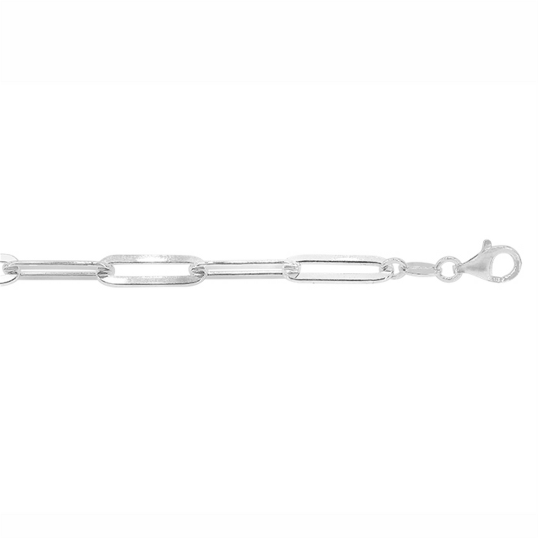 White Sterling Silver Paperclip Bracelet 
Top Width: 5.8mm
Length: 7