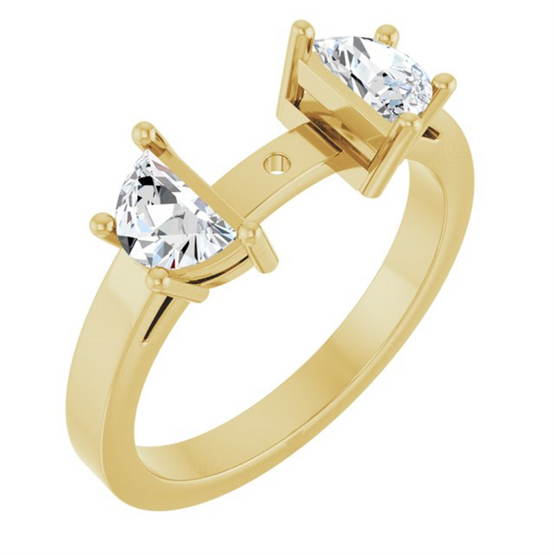 Yellow Gold 3 Stone Diamond Semi-Mount