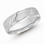 Load image into Gallery viewer, Men&#39;s 10K White Gold Stepped Down Edges Band with Diamond Cut Finish
