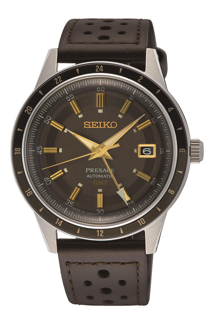 SEIKO Men's Stainless Steel Automatic Dress Watch with Brown Dial