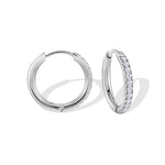 Load image into Gallery viewer, Stainless Steel Round Cubic Zirconiums Huggie Earrings
Dimensions: 17
