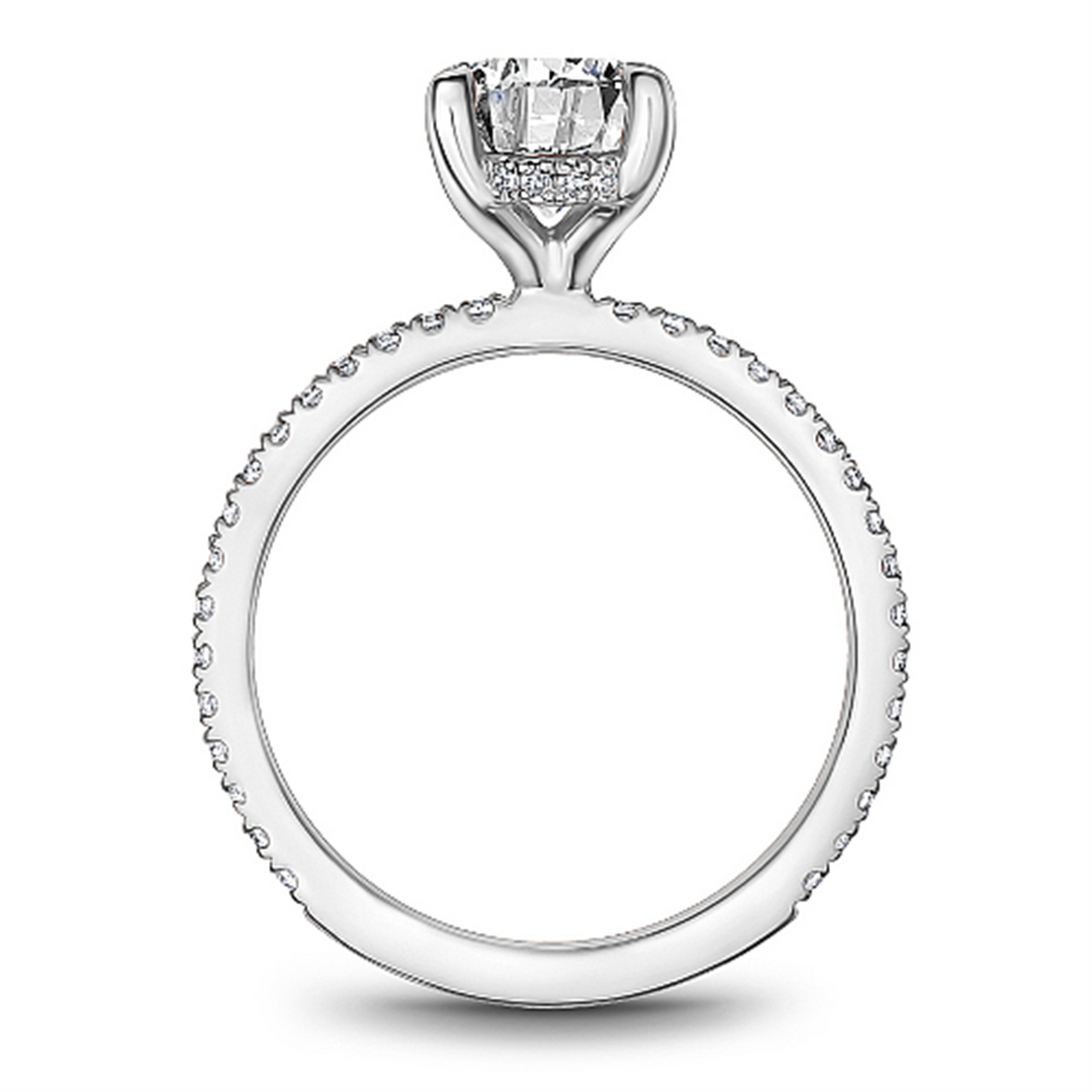 14K White Gold Side Stones Diamond Engagement Ring Semi-Mount
Fits Ce