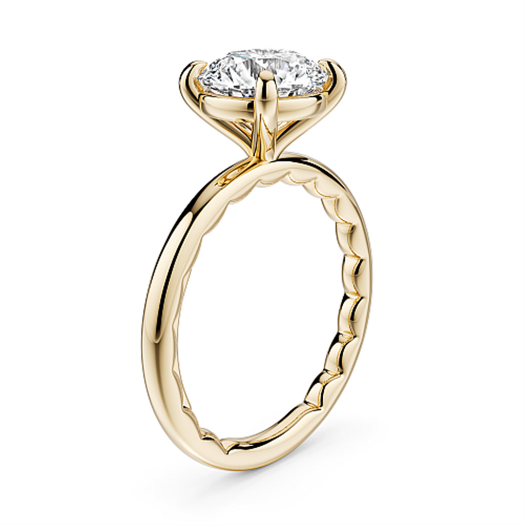 Yellow Gold Solitaire Diamond Engagement Ring Semi-Mount
Fits Centre: