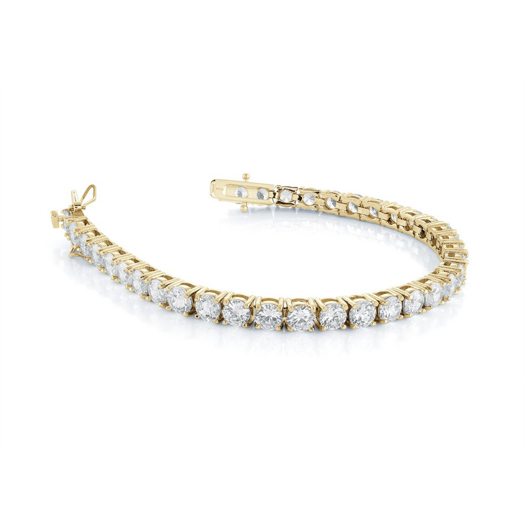 Yellow Stainless Steel Tennis Bracelet with Cubic Zirconium 
Length: