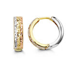 Load image into Gallery viewer, Kid&#39;s 10K Tri-Colour Gold Diamond Cut Huggie Earrings
Collection: Huggies
