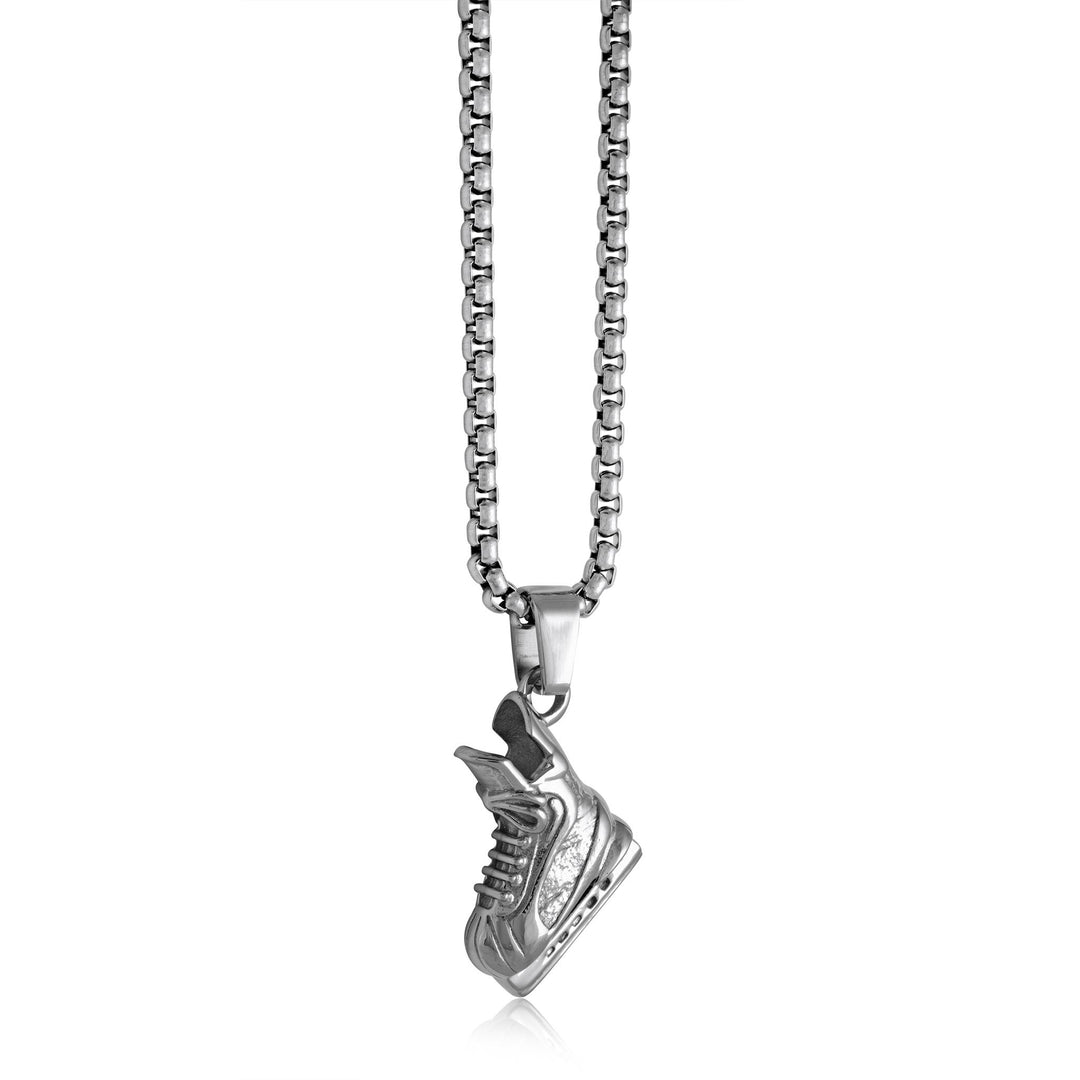 Polished Stainless Steel Hockey Skate Necklace